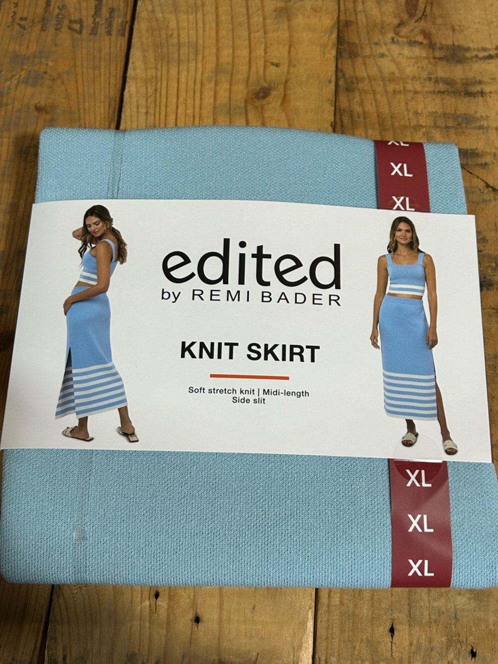 Edited by Remi Bader Light Blue Knit Midi Skirt‎